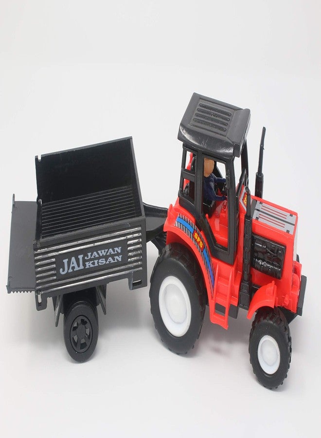 Shinsei Plastic Tractor with Trolley, Pack of 1, Red, Kid - Image 3